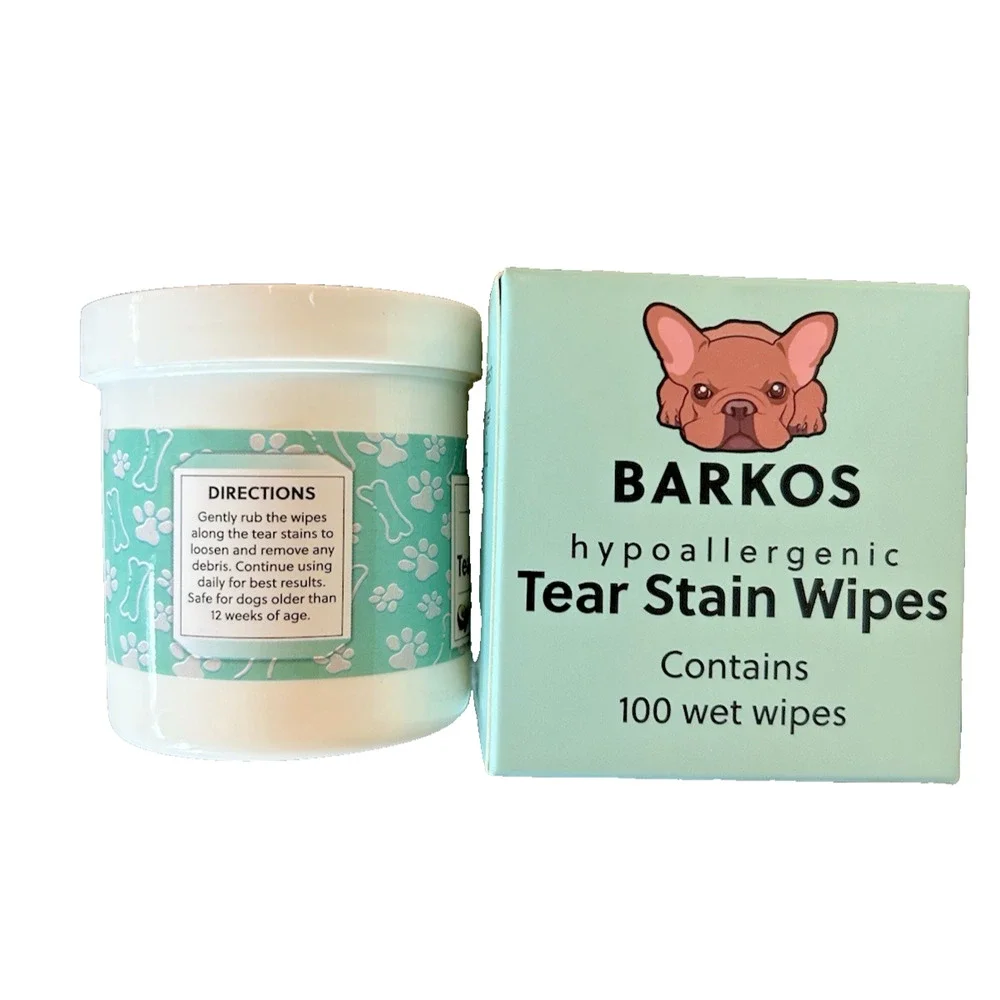 Lot Of 2 / Barkos Hypoallergenic Wrinkle Wipes Tear Stain Wipes For Dogs, 100ct